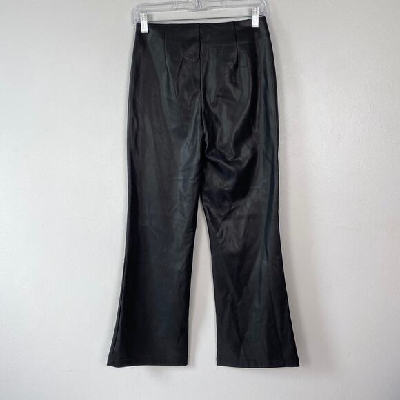 ASOS Design Faux Leather Trousers Black High Rise Subtle Flare Pants Size 6P - Picture 5 of 9